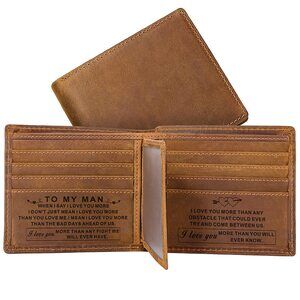 7287 Wallet Engraved Leather Wallets Personalized Gifts for Husband from